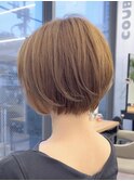 ボブパーマ似合わせカットアースカラーのショートボブ