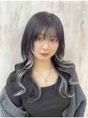 ラベンダーアッシュ×レイヤーカット×シルバーエクステ
