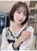 丸みナチュラルボブ×ミルクティーベージュ