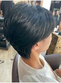 丸みシルエットで好印象◎ナチュラルマッシュショート/黒髪