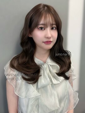 【大人韓国】ダークグレージュ/くびれレイヤー/前髪カット