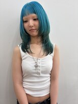ロックス バイ マグ 松本(rocks BY MAG)&nbsp;夏カラーターコイズブルーデザインカラーハッシュカット