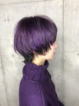 サロンドミルク 原宿(salon de MiLK) マッシュウルフ×ショッキングパープル