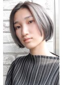 センターパート×ボブ