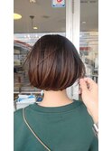 ミニボブショートボブベージュブラウン内巻きストレート