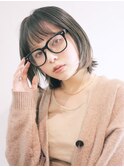 ナチュラルボブ_グレージュカラーボブウルフ_28869
