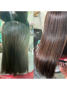 ジュジュ jou jou ハイライト(ブリーチ)の髪質改善縮毛矯正