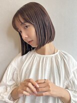 切りっぱなしボブ/ミニボブ/ショコラカラー/ぱつっとボブ