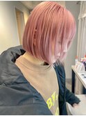 《三軒茶屋 Aria》きりっぱなしボブ×ペールペールピンク