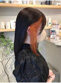ブリーチインナーカラーオレンジカラー前髪カットトリートメント