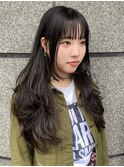 姫カットハイレイヤーロングヘアハッシュカット前髪黒髪