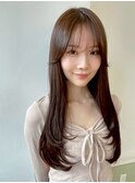 髪質改善レイヤーカットバイカルテヘーゼルベージュ韓国風前髪2