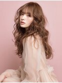 アプリコットオレンジハイライトカラーサーフカール夏くびれヘア
