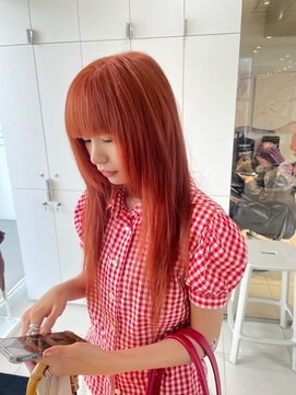 ヘアサロン ガリカ 表参道(hair salon Gallica) 【ハイトーンカラー】アプリコットオレンジ×レイヤーロング