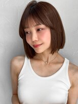 アグノス 青山(Agnos)&nbsp;前髪セミディ外ハネボブ小顔カット大人可愛いピンクベージュ