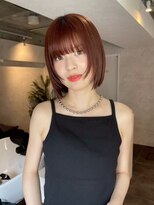 サンルーム(SUN room)&nbsp;レイヤーボブ顔周りレイヤーレッドブラウン艶髪大人可愛い