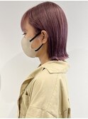 【村上慶登】切りっぱなしボブ パープルピンク ブリーチ