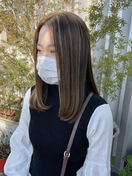 プライベートサロン キッテ(private salon kitte.) さらつやセミロング×ハイライト