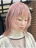 ダブルカラーピンクベージュベージュカラーケアブリーチレイヤー