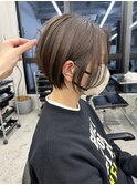 レイヤーカットハイライトショートヘアイルミナカラーオージュア