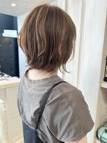 キャアリー(Caary)&nbsp;福山市美容室Caary切りっぱなしレイヤーボブ艶ベージュカラー
