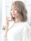 研究学園/髪質改善/ホワイトブロンド☆大人ゆるふわミディアムb
