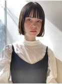 20代30代40代　ボブ　ミニボブ　前髪あり　暗髪　丸顔　面長