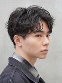 フェザーパーマスパイラルパーマセンターパートウルフゆるめ