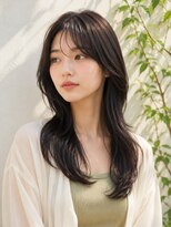 ヘアールームノエル(Hair room Noel) ロングウルフ地毛風カラーうざバング女子力30代40代50代大人