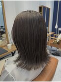 透明感カラー★ハイライトミルクティグレージュ外ハネボブ