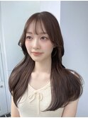 透明感グレージュ×韓国くびれヘア