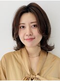 前下がりショート・ボブ/パーマ/前髪なし/30代/40代/50代/長め