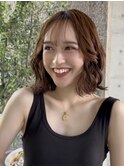 +小顔ミディアムパーマミディアム/デジタルパーマボブパーマ前髪