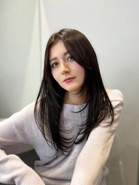 ノク 渋谷(nok) レイヤーカットセンターパート_メルティカラー似合わせカット