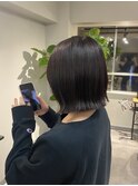 ピンクブラウン／切りっぱなしボブ【銀座】