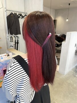 シェル 津山の手店(shel) 20代30代40代大人可愛いレッドインナーカラー