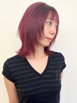 モリオフロムロンドン 松戸店(Morio from London)&nbsp;【morio松戸 石山】チェリーレッド赤髪ミディアムレイヤー前髪有
