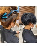ビフォーアフターシリーズ　メンズネイビーカラー　髪質改善