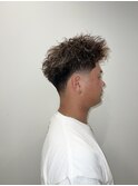 テーパースキンフェード×ツイストピンパーマ