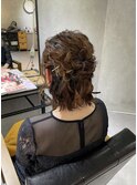 ハーフアップヘアセット2次会ヘアヘアアレンジ結婚式編み込み