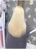 ブロンドホワイトアッシュストレート韓国ヘアハイトーンカラー