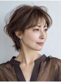 白髪ぼかし脱白髪染め似合わせショートボブ40代50代60代♪