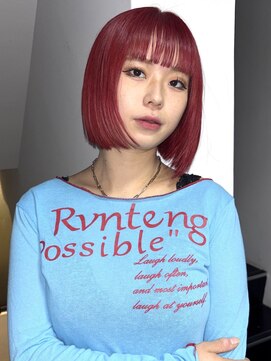 ベンジー 中目黒店(benji) 高発色 チェリーレッド ぱつっとボブ 中目黒