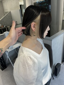 ファイブバイジエクト 堀江(FIVE by The Ect) ツートンカラー×ミルクティーベージュ×切りっぱなしボブ☆