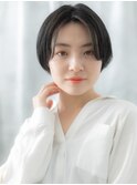 センターパートアッシュブラックショートボブn小山20代30代40代