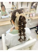 編み下ろしポニーテール