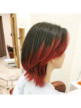 カモン(CAMON) 【メンズ】エンドカラー ブラック×赤髪(インナーカラー)