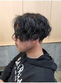 刈り上げセンターパートツイストスパイラルパーマ