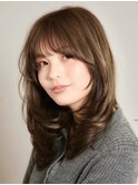 ロングレイヤー小顔顔まわりカット