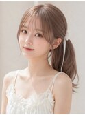 透明感カラー姫カットワンホンレイヤー韓国風パーマグレージュ☆